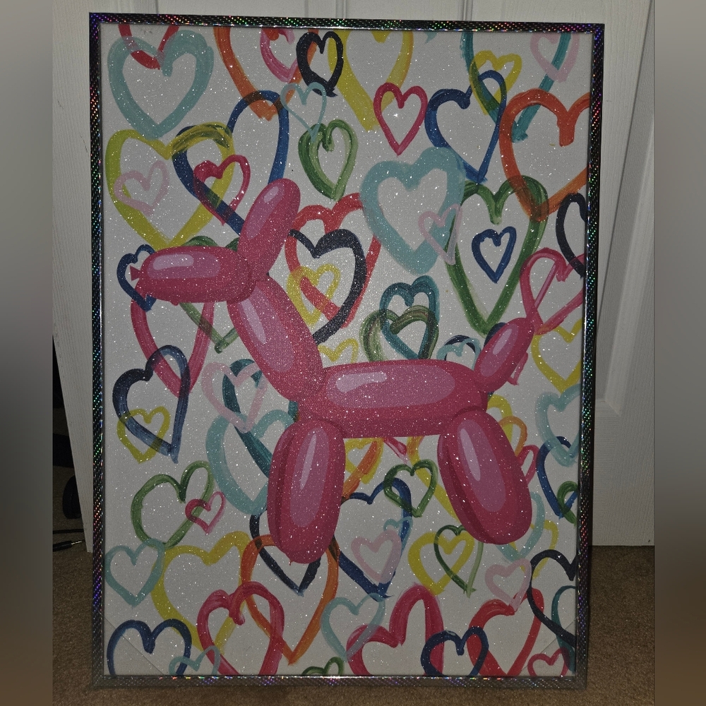 Colorful Heart and Balloon Dog Art Print